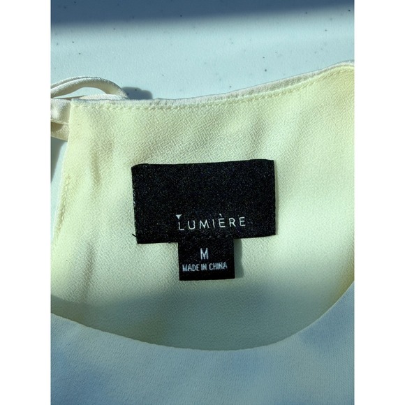 Lumiere Satin Onyx Black Ivory White Colorblock Cut Out Midi Dress M Tie Back - Picture 5 of 10